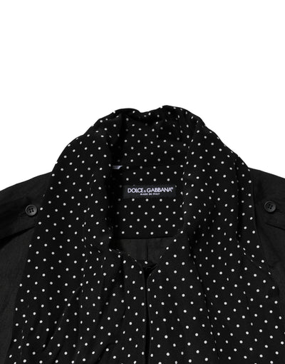 Dolce & Gabbana Black Polka Dot Collar Tie Neck Casual Shirt
