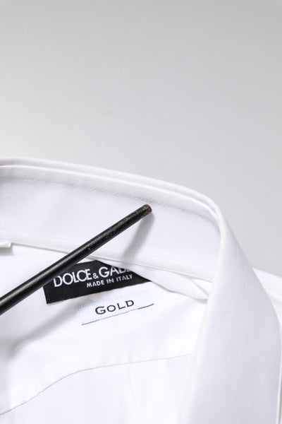 Dolce & Gabbana White GOLD Long Sleeves Dress Formal Shirt