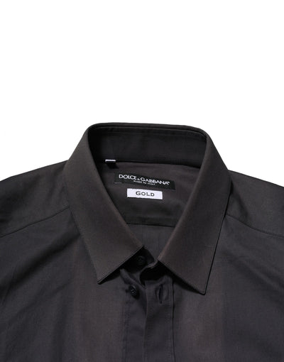 Dolce & Gabbana Blue Cotton GOLD Long Sleeves Formal Shirt