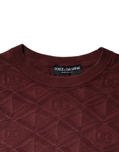 Dolce & Gabbana Bordeaux Silk Knit Crew Neck Pullover Sweater