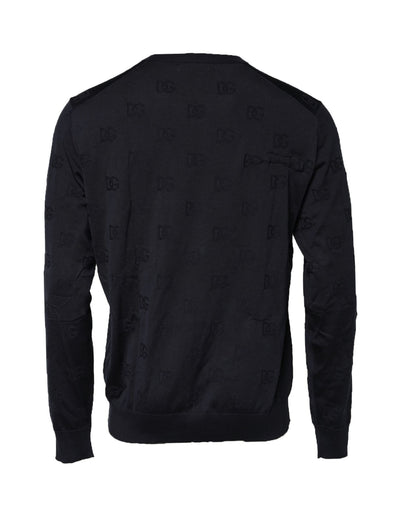 Dolce & Gabbana Black Silk Crew Neck Sweatshirt Sweater