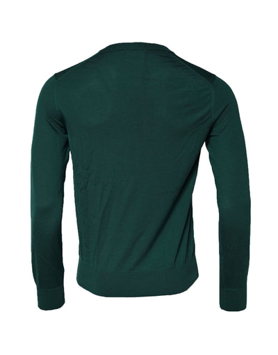 Dolce & Gabbana Green Cashmere Crew Neck Sweatshirt Sweater
