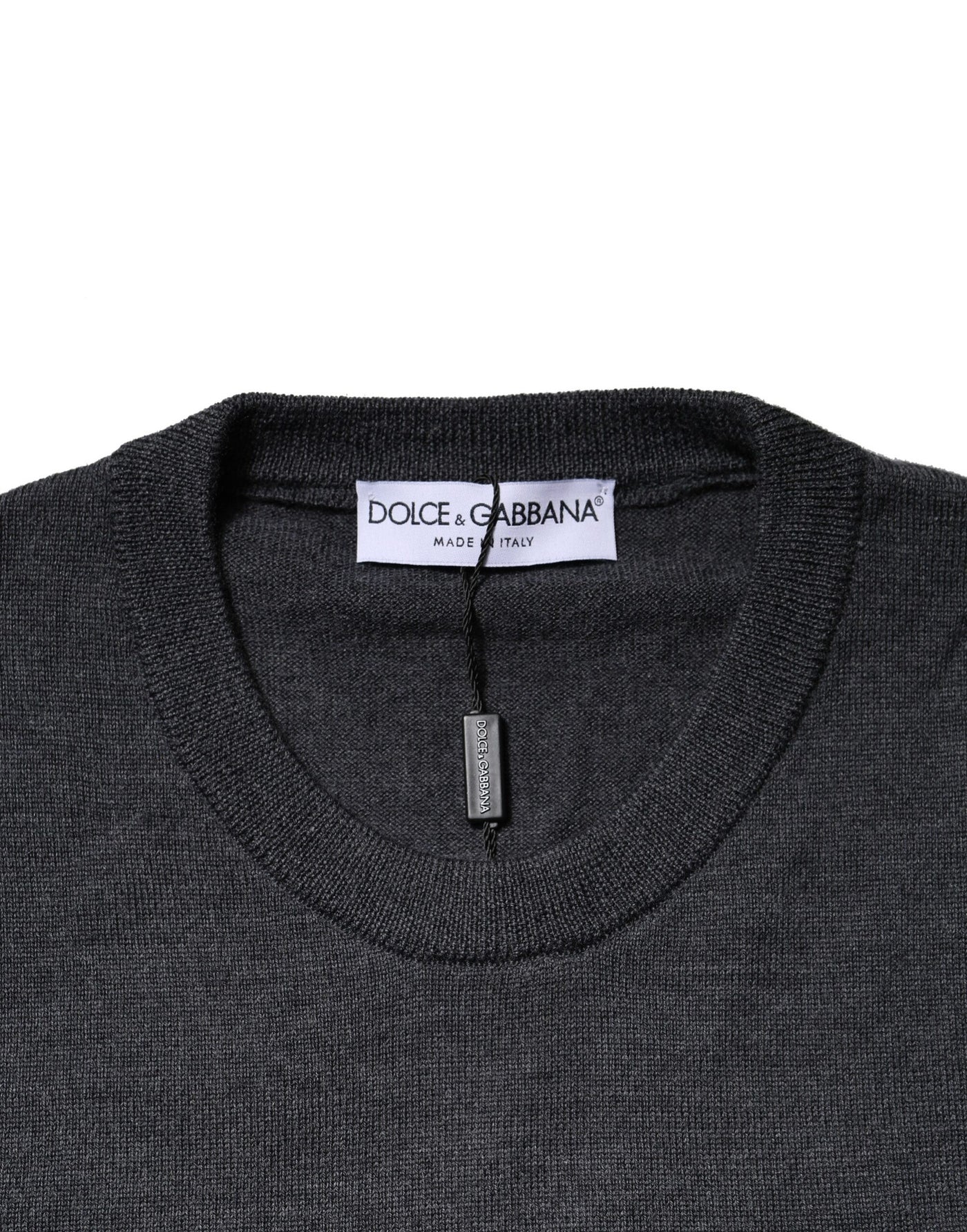 Dolce & Gabbana Dark Gray Wool Crew Neck Sweatshirt Sweater