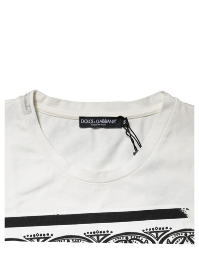 Dolce & Gabbana White Bandana Crew Neck Short Sleeves T-shirt