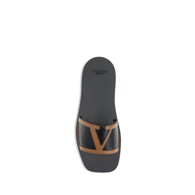 Valentino Garavani Black Calf Leather Bos Taurus Sandals