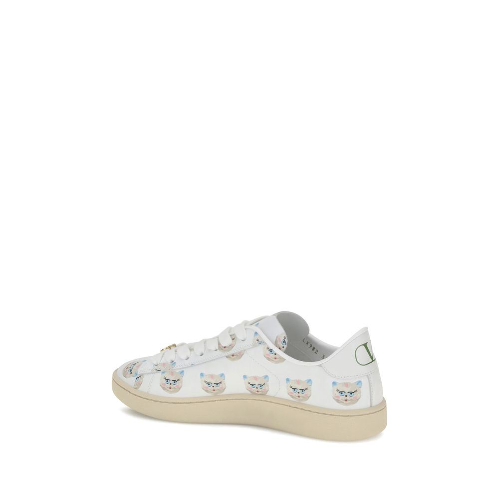 Valentino Garavani White Calf Leather Bos Taurus Low Top Sneakers