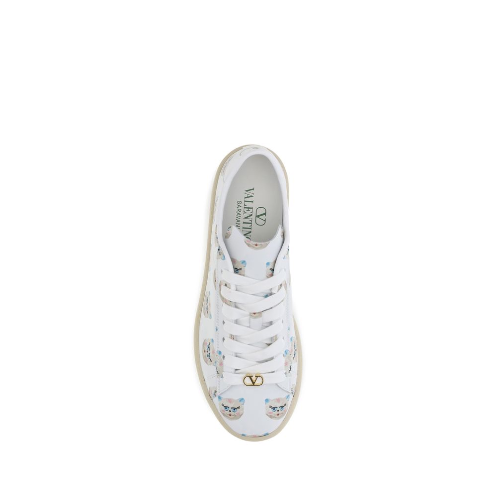 Valentino Garavani White Calf Leather Bos Taurus Low Top Sneakers