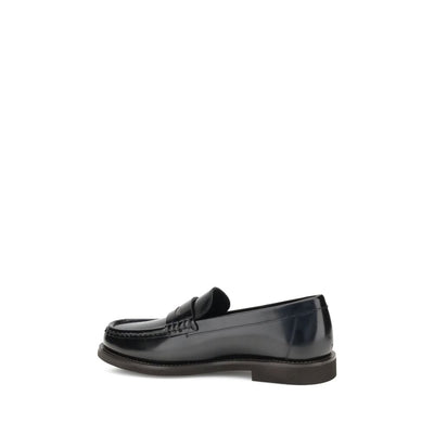 Brunello Cucinelli Black Calf Leather Bos Taurus Slip-On Loafers