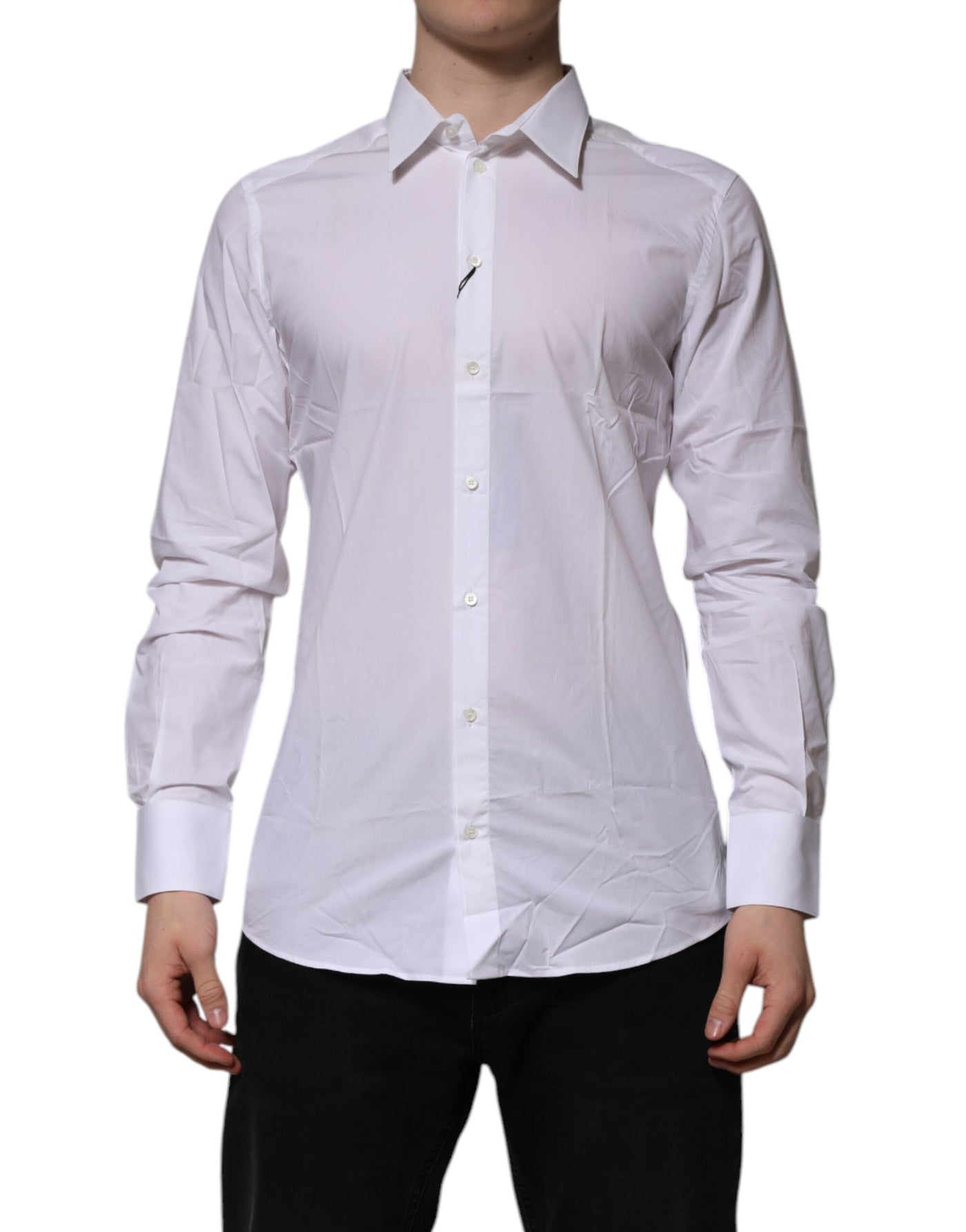 Dolce & Gabbana White Cotton GOLD Long Sleeves Formal Shirt