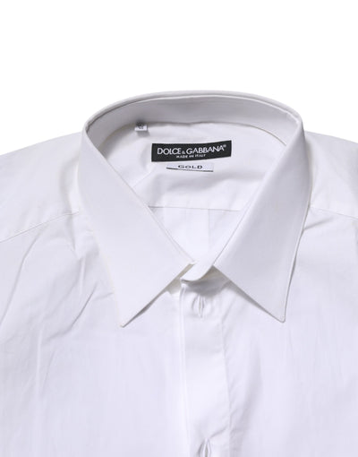 Dolce & Gabbana White Cotton GOLD Long Sleeves Formal Shirt