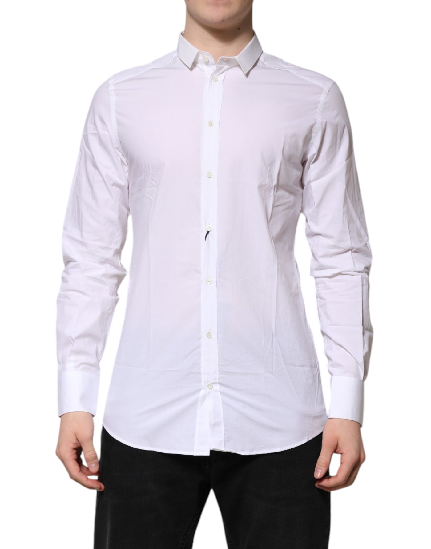 Dolce & Gabbana White Cotton GOLD Long Sleeves Formal Shirt