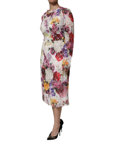 Dolce & Gabbana Multicolor Floral Long Sleeve A-line Dress