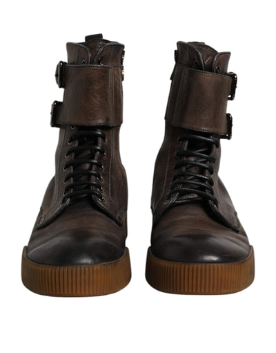 Dolce & Gabbana Brown Horse Leather Mid Calf Boots Shoes