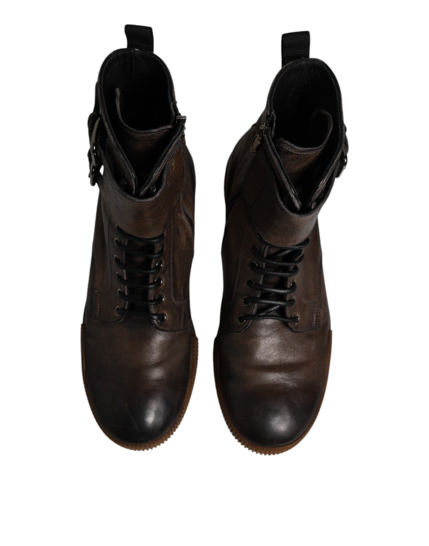 Dolce & Gabbana Brown Horse Leather Mid Calf Boots Shoes