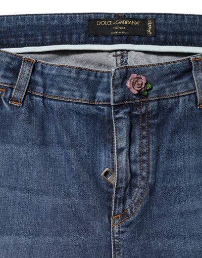 Dolce & Gabbana Blue Low Waist Cotton Skinny Denim Jeans