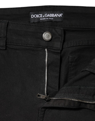 Dolce & Gabbana Black Cotton Mid Waist Denim Jeans