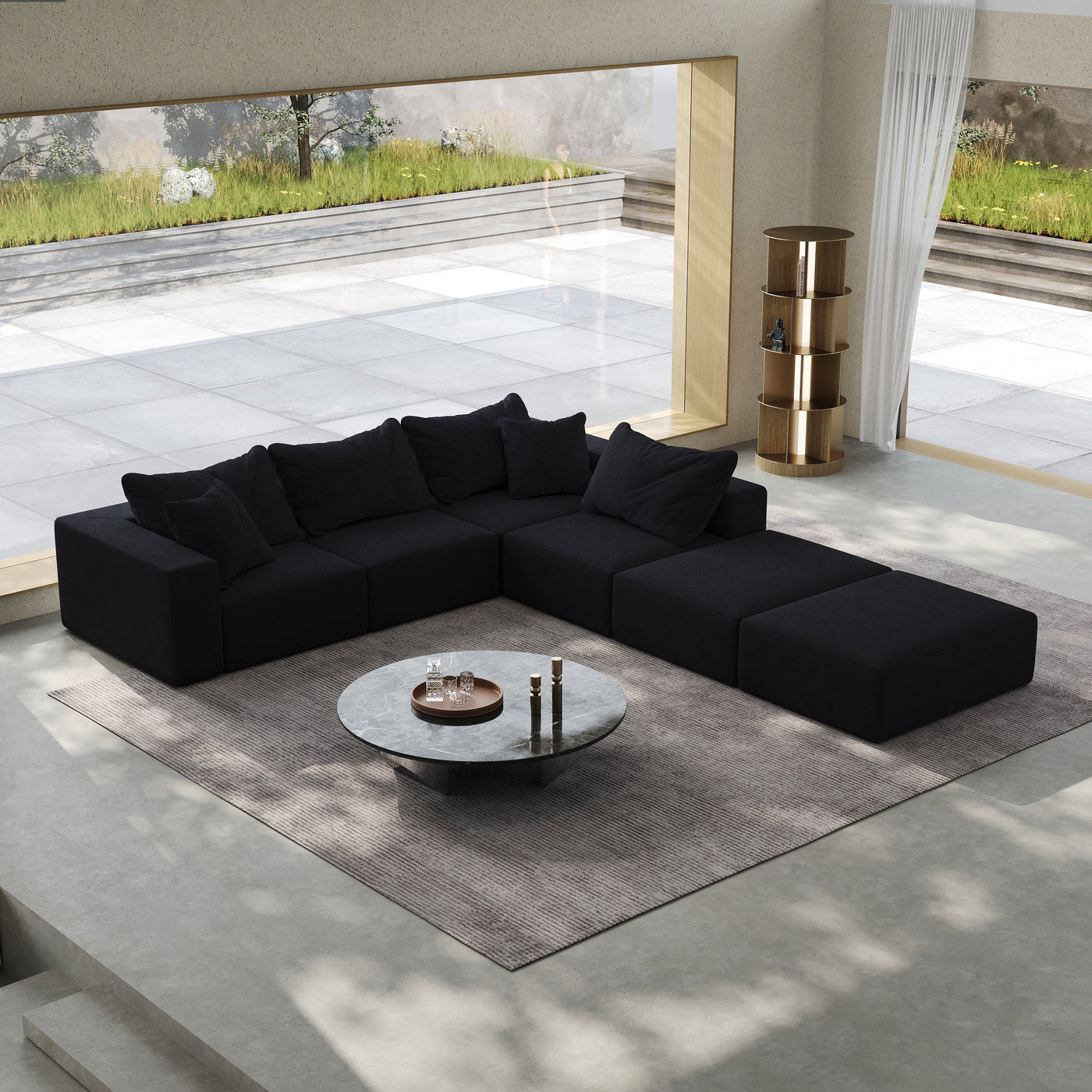 Oversized sponge cloud sofa,Modern Upholstered Sectional Sofa Couch Set,Modular 162' L Shaped Sectional Living Room Sofa Set With 6 Pillows,Free Combination Sofa Couch for Living Room,Bedroom