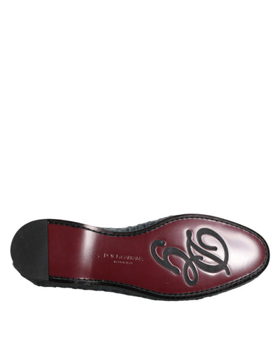Dolce & Gabbana Blue Woven Leather Slip On Loafers Shoes