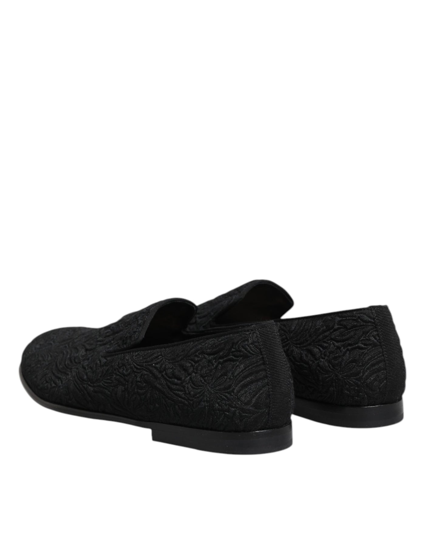 Dolce & Gabbana Black Jacquard Slip On Loafers Formal Shoes