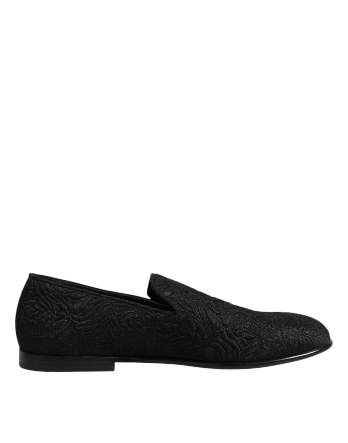 Dolce & Gabbana Black Jacquard Slip On Loafers Formal Shoes