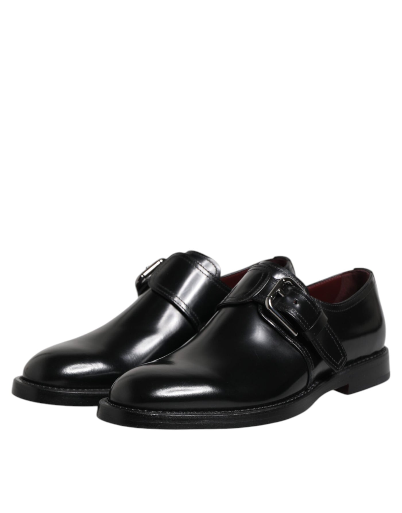 Dolce & Gabbana Black Leather Monk Strap Derby Formal Shoes