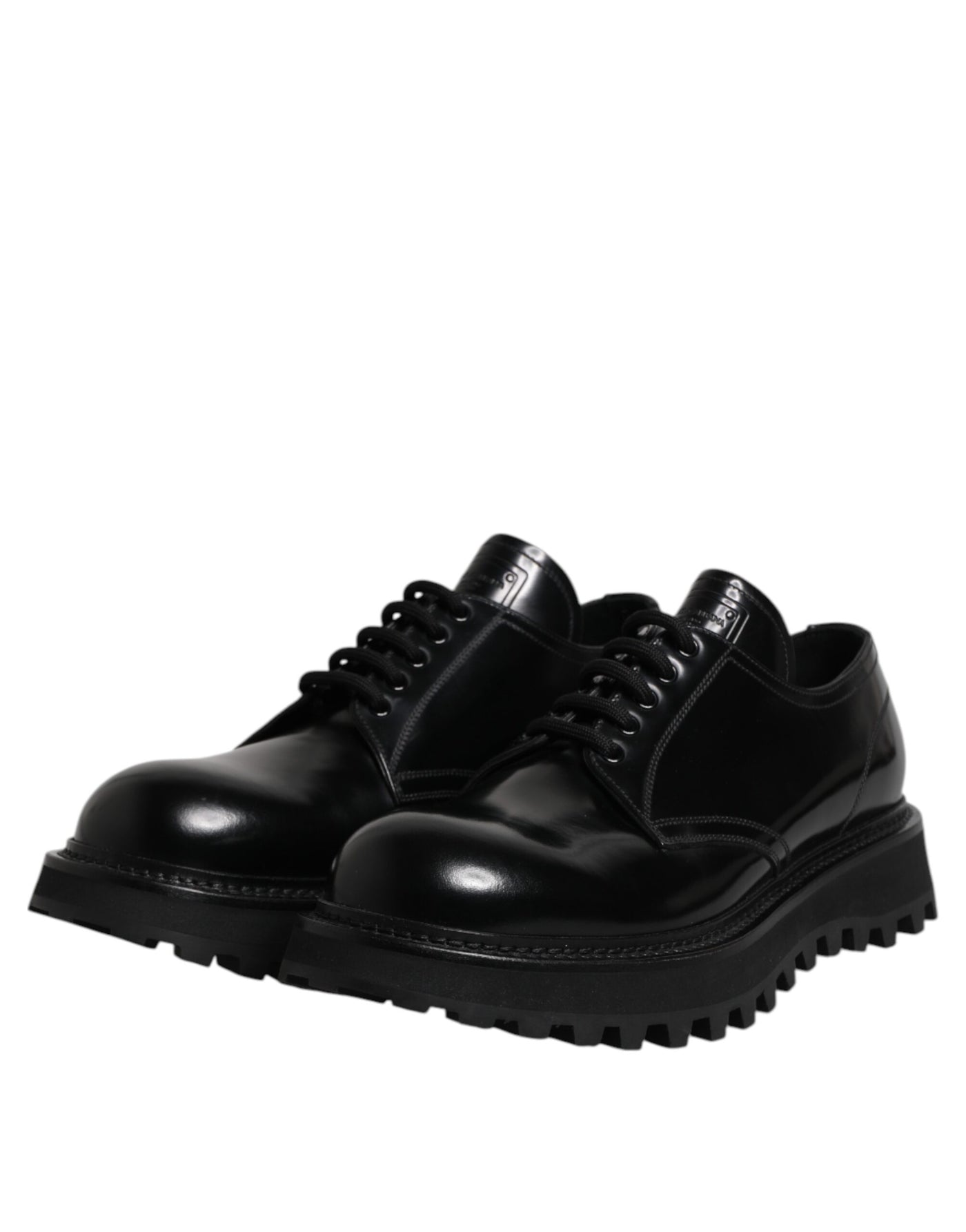 Dolce & Gabbana Black Leather Lace Up Derby Men Dress Shoes