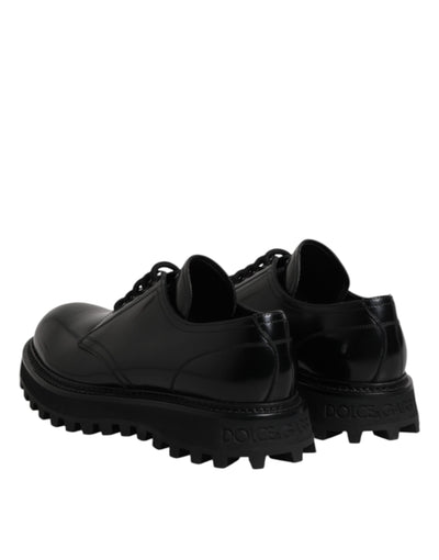 Dolce & Gabbana Black Leather Lace Up Derby Men Dress Shoes