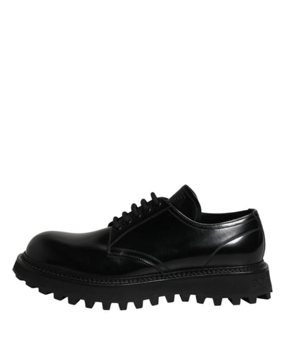 Dolce & Gabbana Black Leather Lace Up Derby Men Dress Shoes