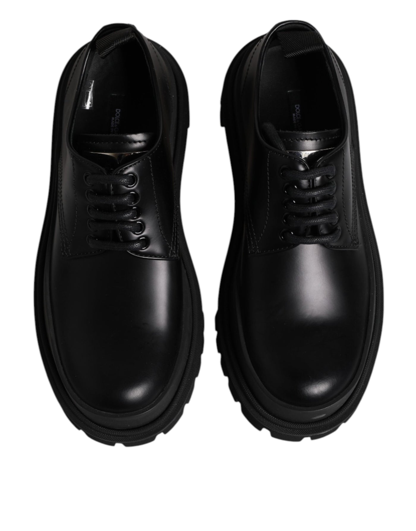 Dolce & Gabbana Black Leather Lace Up Derby Men Dress Shoes