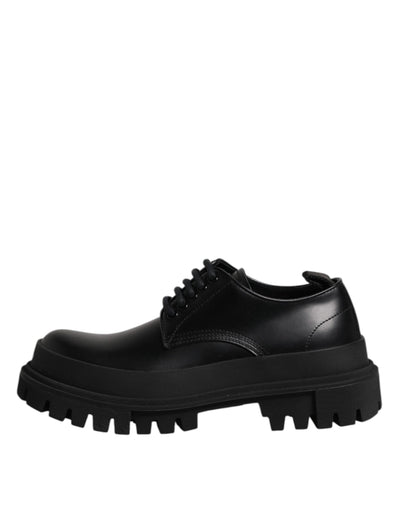Dolce & Gabbana Black Leather Lace Up Derby Men Dress Shoes