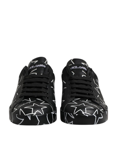 Dolce & Gabbana Black White Stars Low Top Men Sneakers Shoes