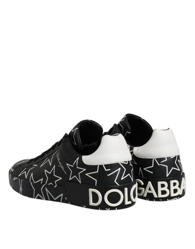 Dolce & Gabbana Black White Stars Low Top Men Sneakers Shoes