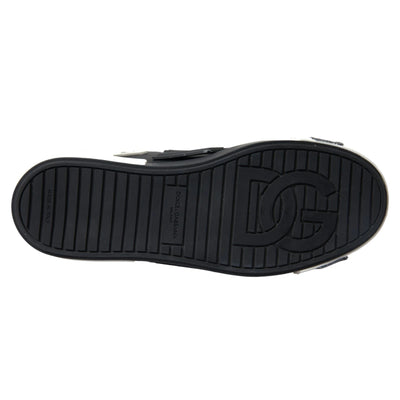 Dolce & Gabbana Black Leather Low Top Sneakers Portofino Shoes