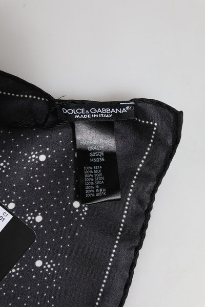 Dolce & Gabbana Black White Printed Square Men Foulard Scarf