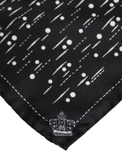 Dolce & Gabbana Black White Printed Square Men Foulard Scarf