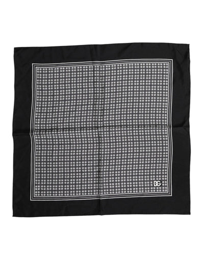 Dolce & Gabbana Black White Patterned Square Foulard Scarf