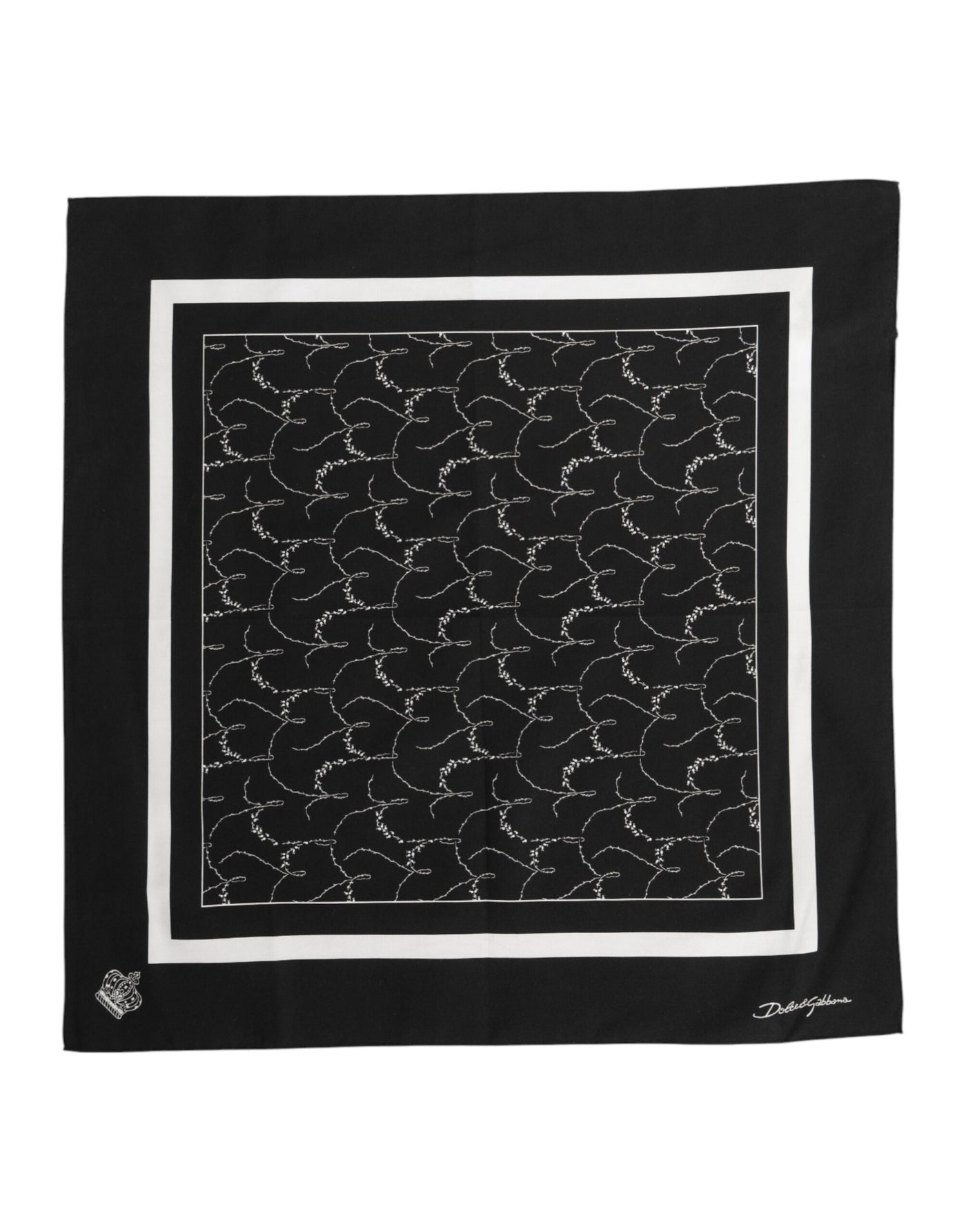 Dolce & Gabbana Black White Printed Square Foulard Scarf