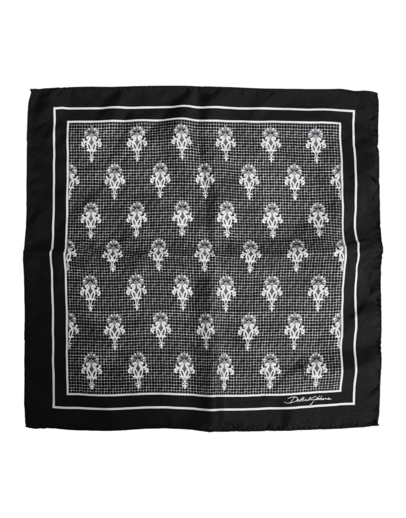 Dolce & Gabbana Black White Printed Square Foulard Scarf