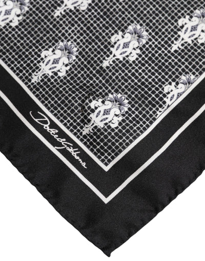 Dolce & Gabbana Black White Printed Square Foulard Scarf
