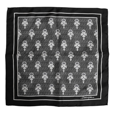 Dolce & Gabbana Black White Printed Square Foulard Scarf