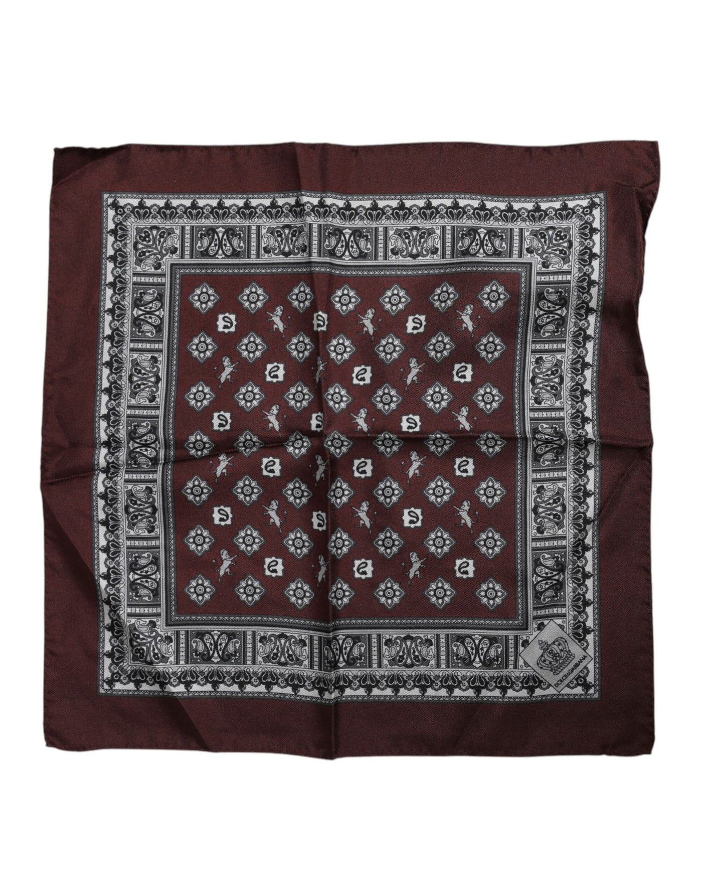 Dolce & Gabbana Bordeaux Bandana Silk Square Handkerchief Scarf