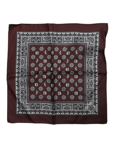 Dolce & Gabbana Bordeaux Bandana Silk Square Handkerchief Scarf
