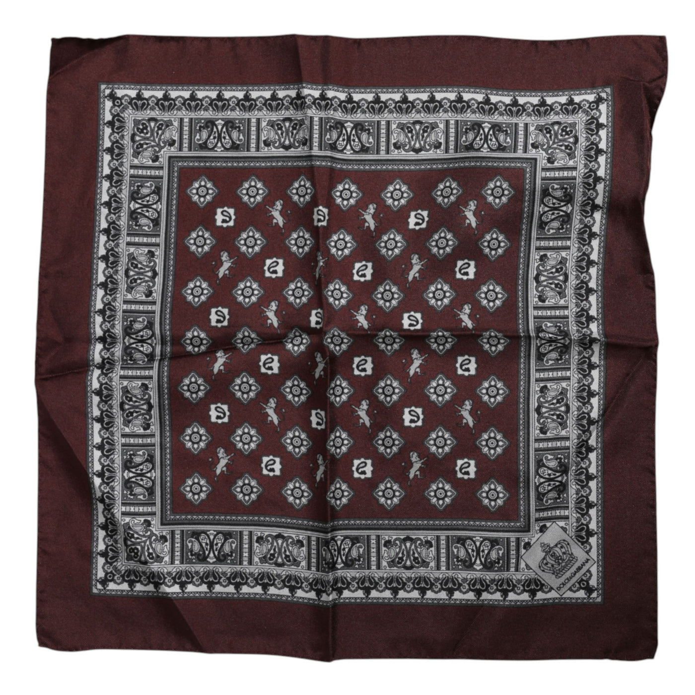 Dolce & Gabbana Bordeaux Bandana Silk Square Handkerchief Scarf