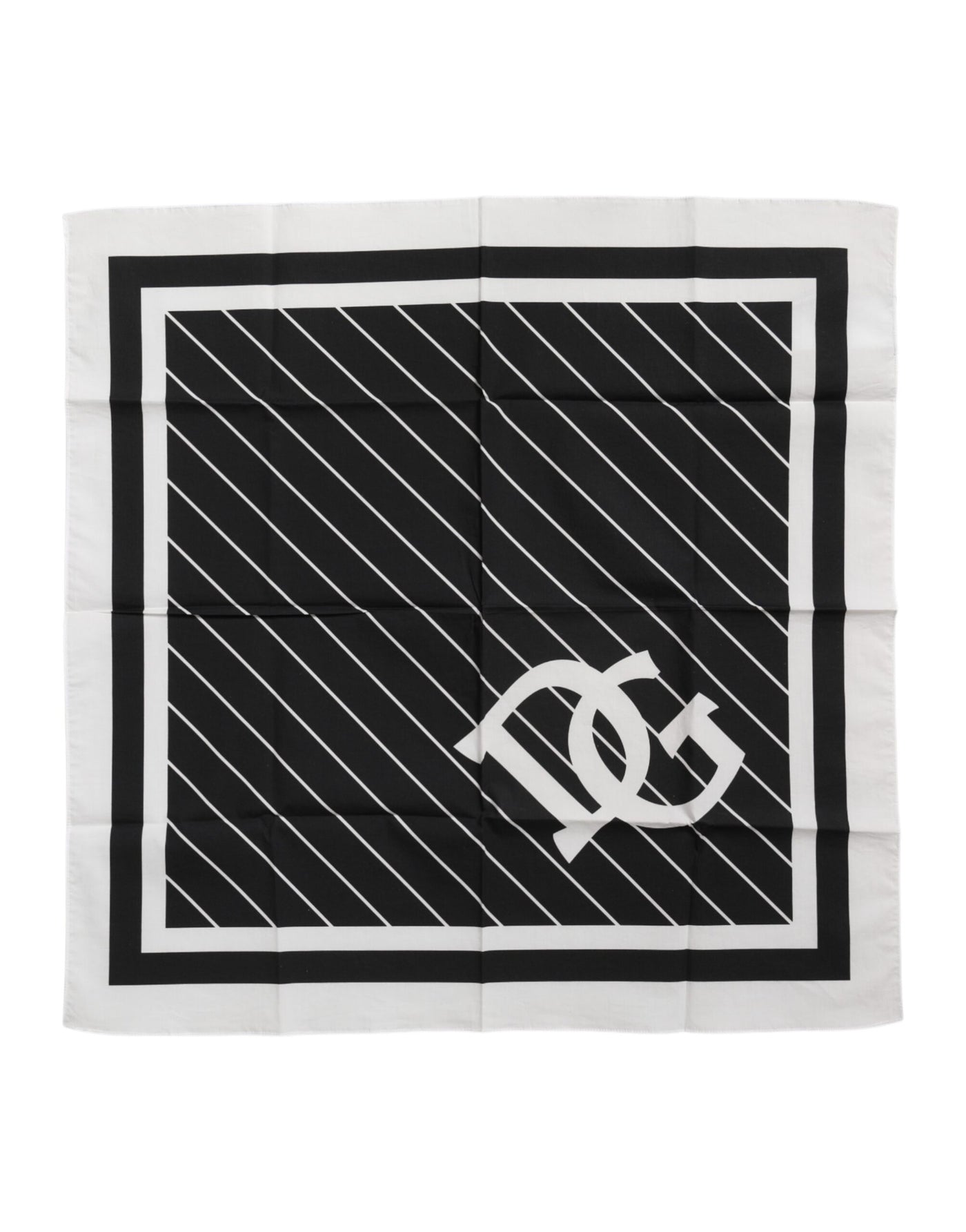 Dolce & Gabbana Black White DG Logo Square Men Foulard Scarf