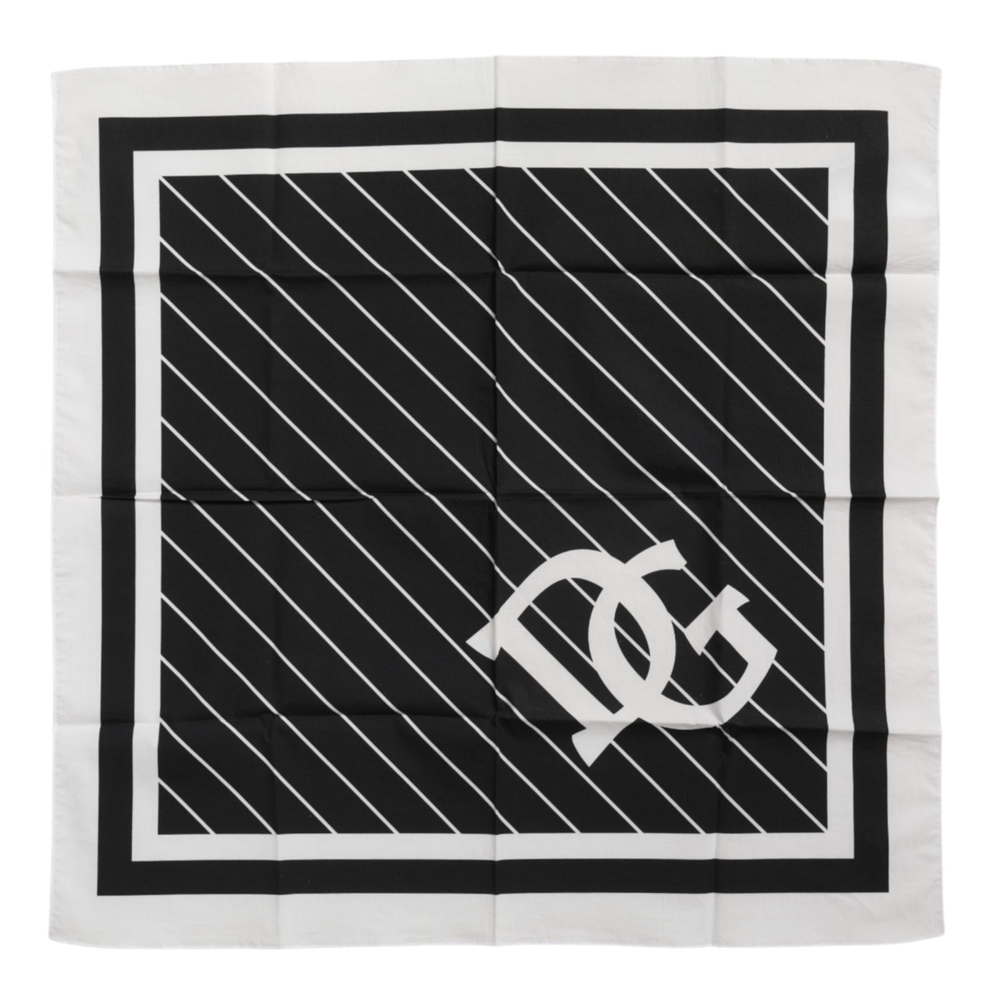 Dolce & Gabbana Black White DG Logo Square Men Foulard Scarf