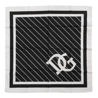 Dolce & Gabbana Black White DG Logo Square Men Foulard Scarf