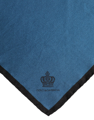 Dolce & Gabbana Blue DG Crown Silk Square Men Foulard Scarf