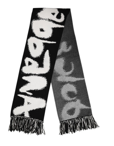 Dolce & Gabbana Black Logo Neck Warmer Wrap Men Shawl Scarf