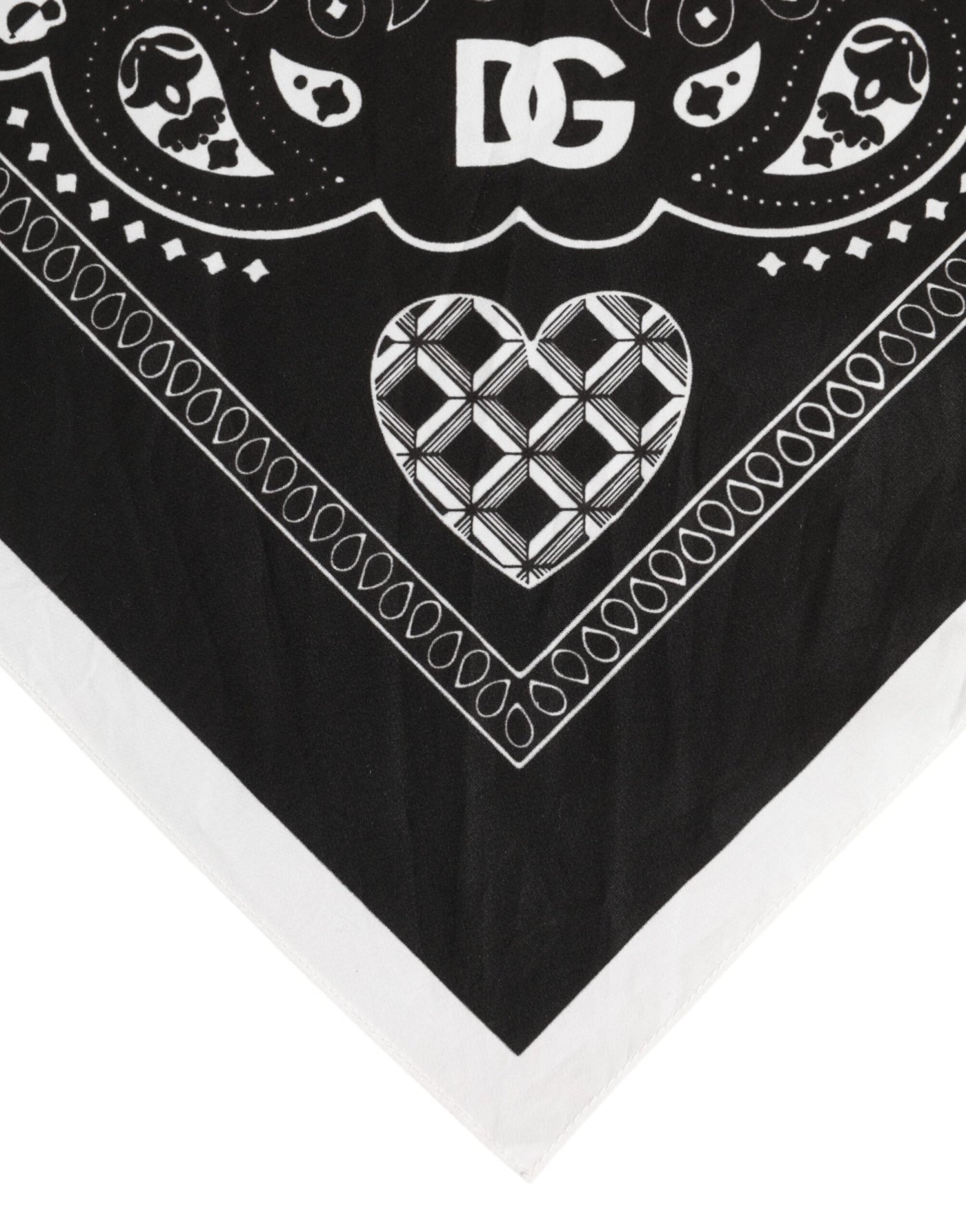 Dolce & Gabbana Black White Bandana Square Men Foulard Scarf