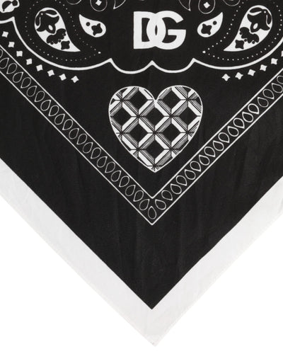 Dolce & Gabbana Black White Bandana Square Men Foulard Scarf